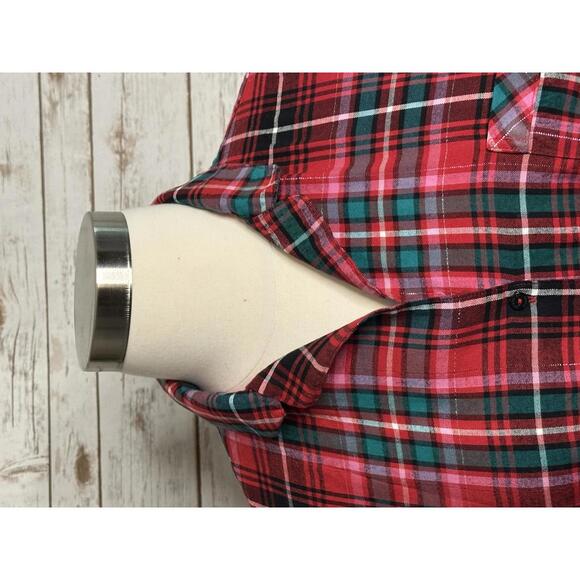 Victoria's Secret VS flannel short sleeve button-up pajama/sleep top Size XL - Picture 2 of 8